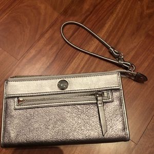 Silver Coach Wallet and Wristlet